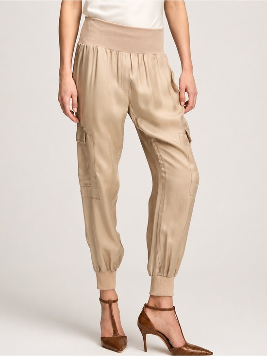 cinq a sept Pants - NWT Cinq à Sept Giles Khaki Cupro Cargo Jogger Pants Size XL